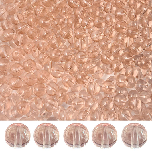 PAMIR TONG 400pcs 8mm Transparent Pink Round Glass Beads for Bracelet Pretty Smooth Loose Beads for Necklace-Earring-Jewelry Making-Home Decor and DIY Crafts & Projects