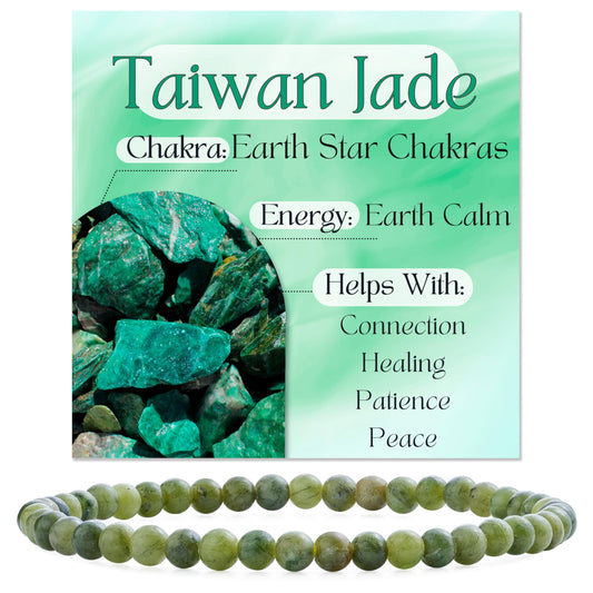 Bivei Taiwan Jade-Resilience-4mm Beaded Bracelets for Women Handmade Semi Precious Natural Stone Stretch Elastic Jewelry Yoga Protection Gifts