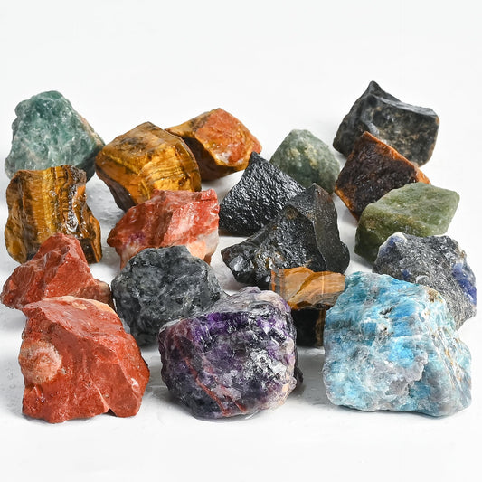Crocon® 1LB Assorted Rough Bulk Natural Stone Raw Gemstone Tumbling Cabbing Polishing Gem Mining Chakra Balancing Reiki Crystals and Healing Stones Good Luck Home Office Décor