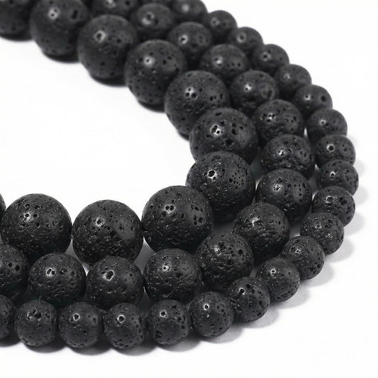 Yochus 60pcs Volcanic Rock/Black Lava Rock Beads，6mm Healing Power Natural Stone Round Loose Beads for Jewelry Making Earring Necklace DIY Crafts