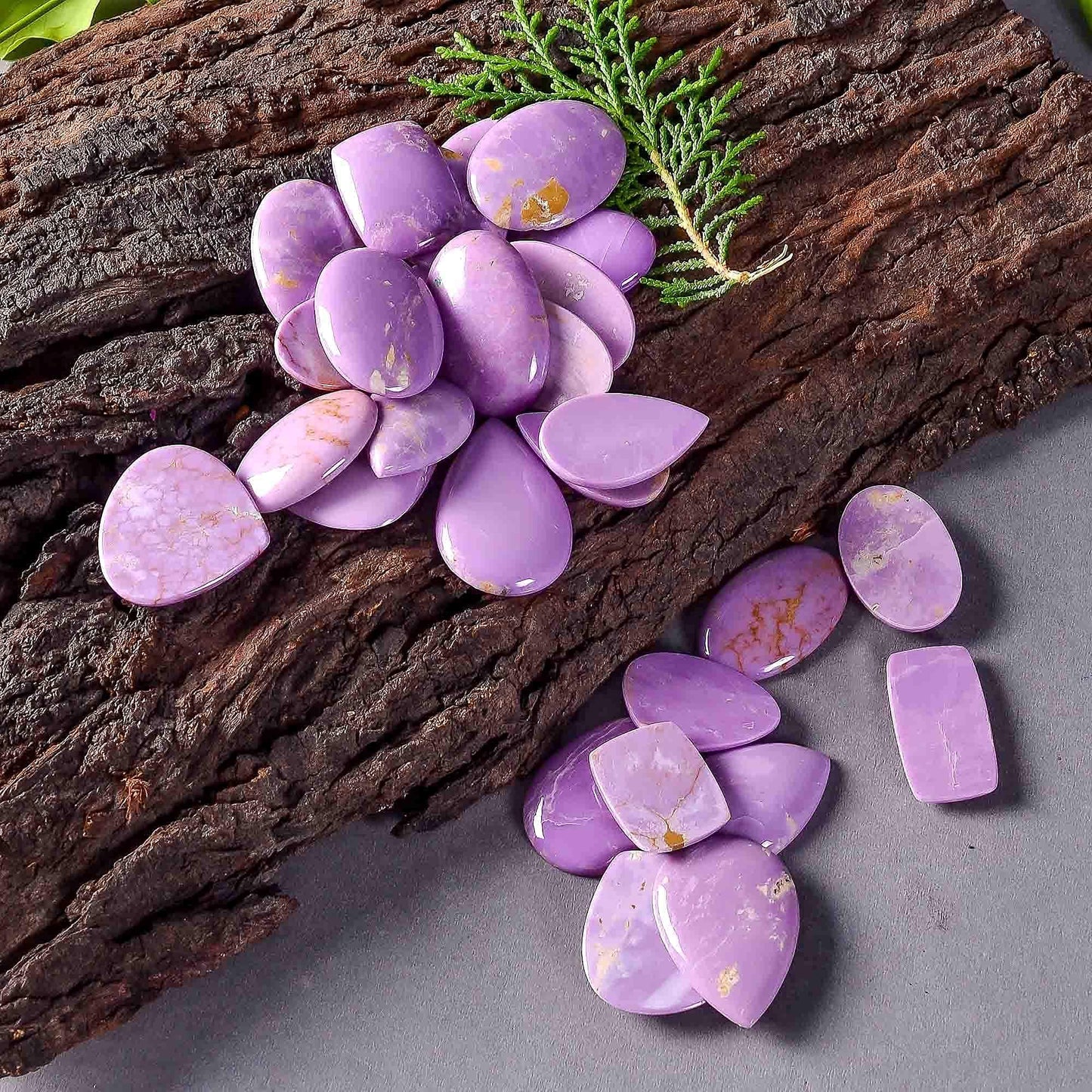 GEMKORA 4pcs Natural Phosphosederite Gemstone Wholesale Cabochons Lot, Jewelry Making Loose Gemstone, Polished Home Decor Specimen, DIY, Wire Wrapping, Reiki, Healing Crystals, Bulk Gemstone Deal