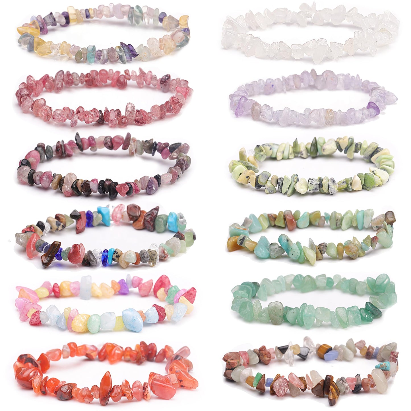 Youngbling Natural Chip Stone Beads 450 Pcs 5-8mm Healing Crystal Irregular Gemstone Drilled Lose Rocks Multicolor Beads Bulk for Bracelet Jewelry Making