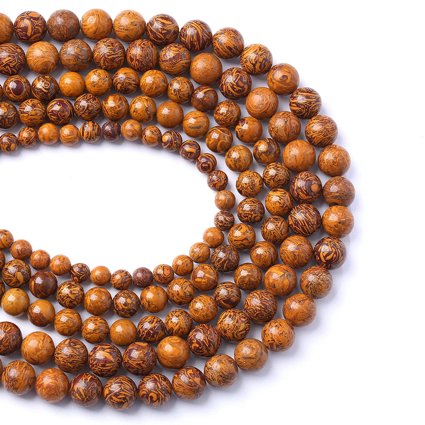 8MM 45PCS Natural Stone Yellow Sunflower Jasper Loose Beads for Jewelry Making DIY Bracelet