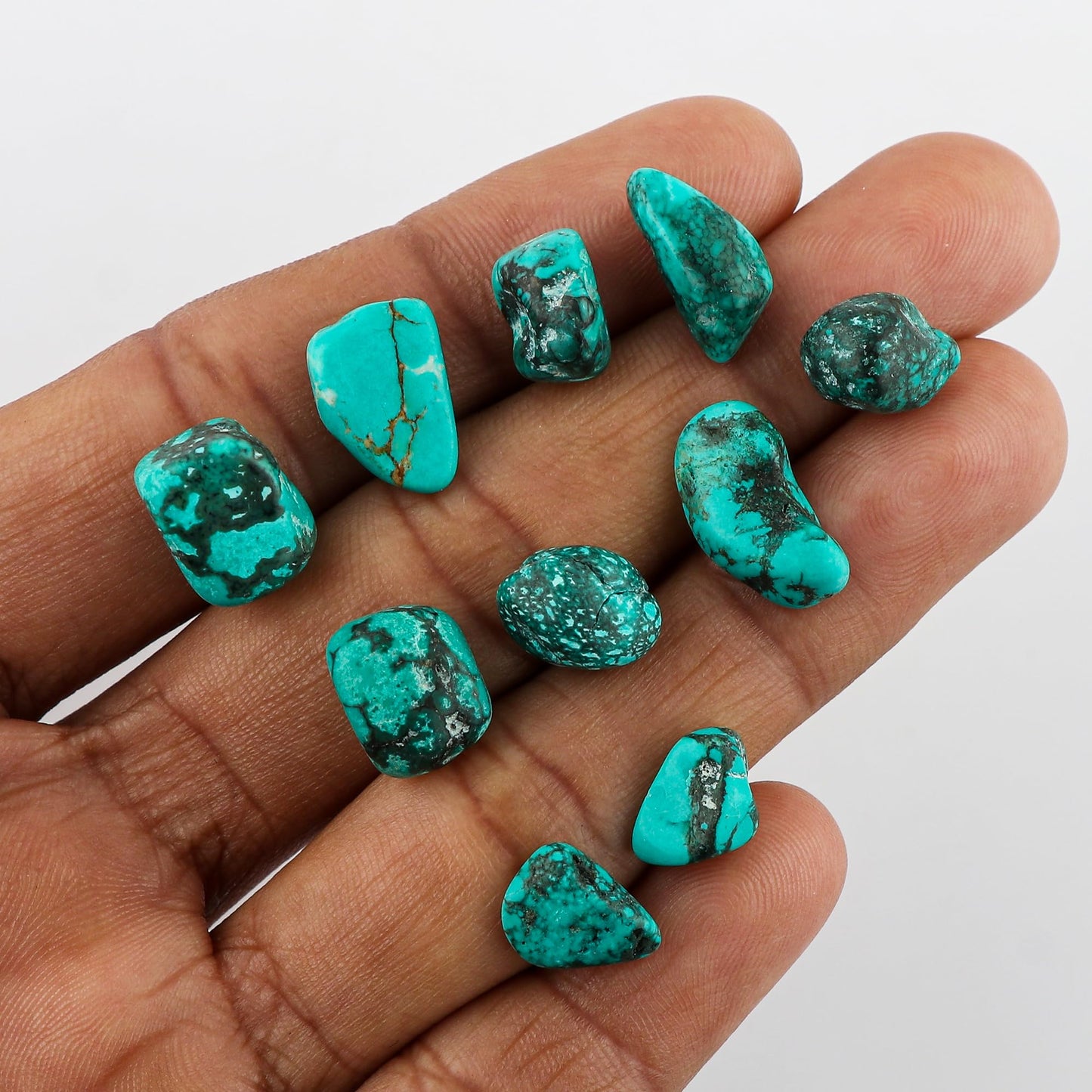 GEMKORA 25carats, 5-6pcs, Raw Green Turquoise Stone, Tumbled Loose Gemstone Crystals, Wholesale Bulk Lot, Rough Crystals, Turquoise Rock, Jewelry Making Supply, DIY, Crafts, (8-12mm)