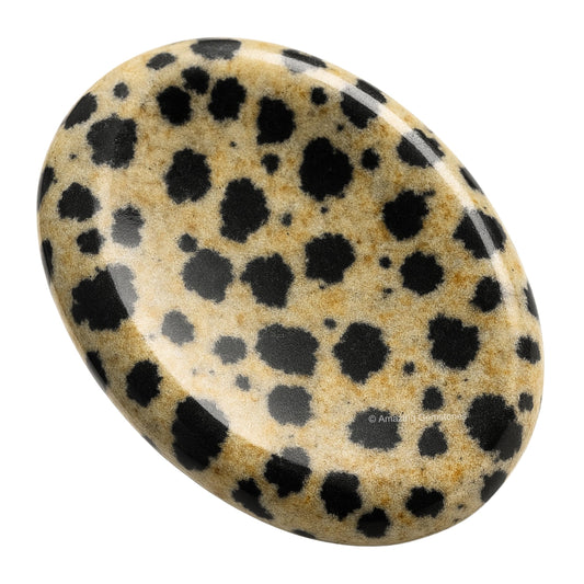 Amazing Gemstone Dalmatian Jasper Worry Stone, Healing Crystals - Piedra Crystal Fidget for Gift, Meditation, Calming, Relaxation, Stress Relief