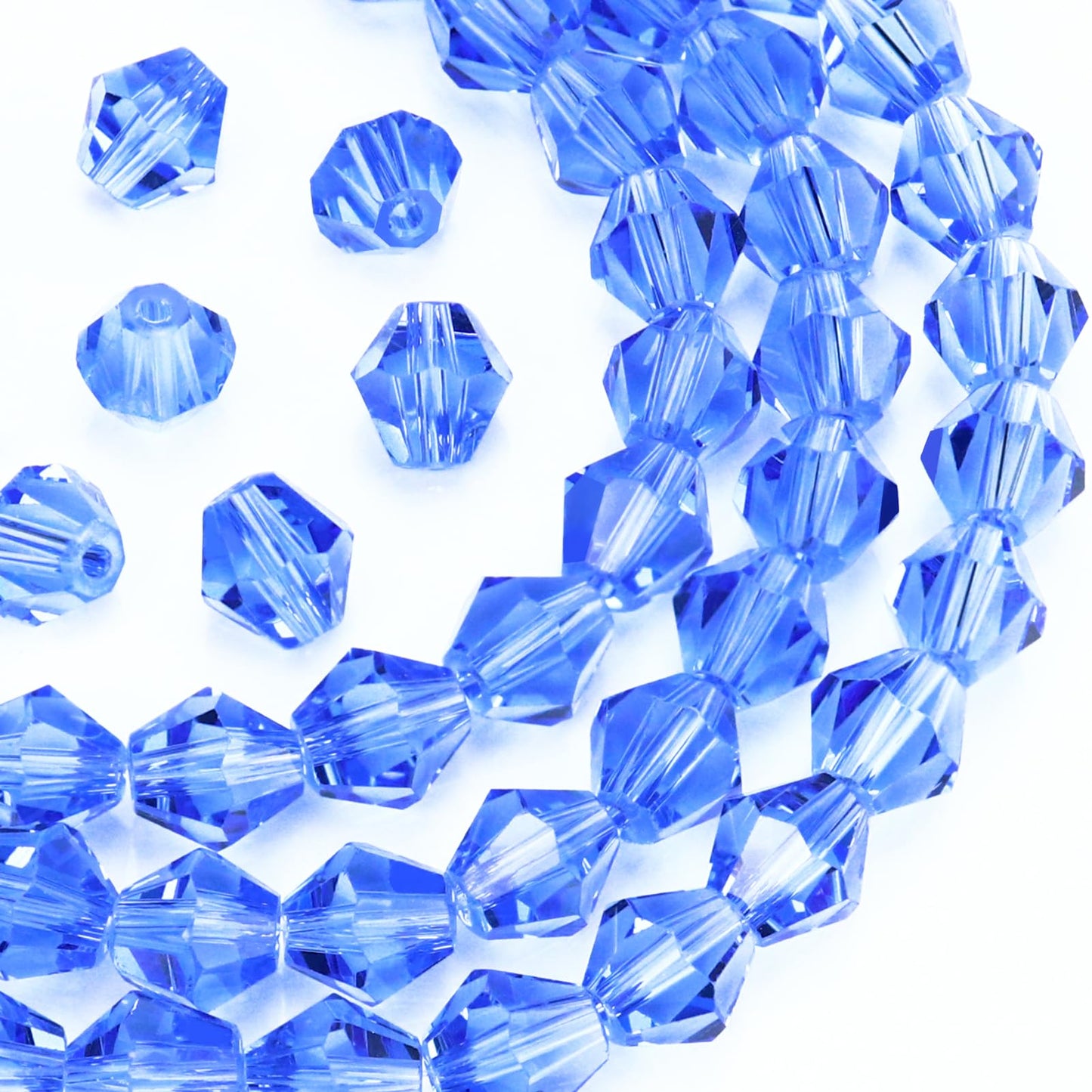 Dowarm 1000PCS 4mm Glass Bicone Beads for Craft Jewelry Making, DIY Bracelet, Necklace, Dolls, Wine Charms, Wind Chimes, Suncatchers, Bulk Small Faceted Crystal Beads, Light Blue