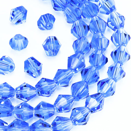 Dowarm 250PCS 6MM Faceted Bicone Crystal Beads for Crafts, Jewelry Making, DIY Bracelet, Necklace, Dolls, Wine Charms, Wind Chimes, Suncatchers, Loose Spacer Glass Beads, Light Blue