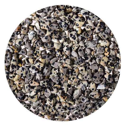 Natural Chip Stone Beads 450pcs Dalmation Jasper Chips 5-8mm Genuine Real Irregular Healing Crystal Rocks Hole Drilled DIY Loose Gemstone Beads for Jewelry Making Bracelet Earrings Necklace Crafting