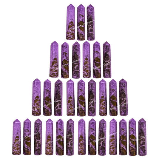 Amazing Gemstone Stichtite Crystal Points Bulk Healing Crystals and Stones - Pack of 3 Single Terminated Healing Wand Point Bulk Crystals for Crafts, Crystal Grid, DIY Work