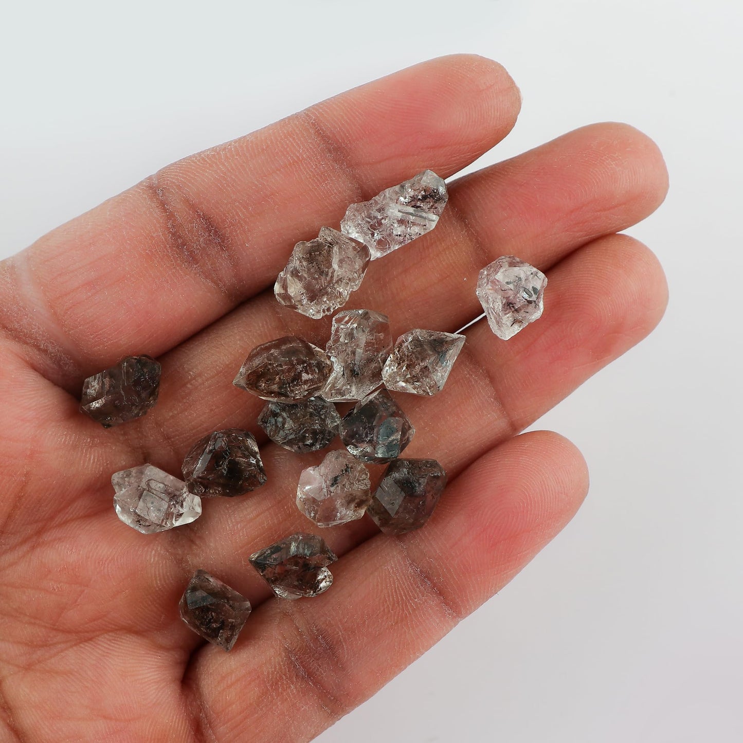 CRYSTALINES (50cts) Natural Raw Herkimer Diamond Quartz Gemstone, Wholesale Rough Stones, Healing Crystals, Loose Bulk Supplies, DIY Jewelry Making, Birthstone, Gem Collection, Approx. 17 to 18pcs