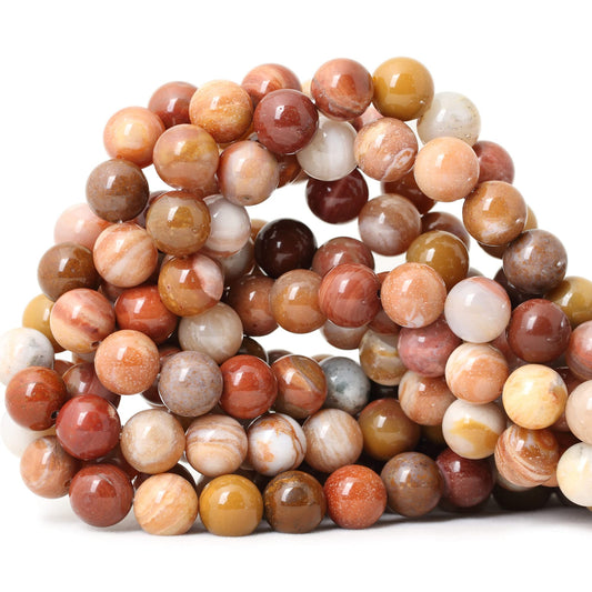 CHEAVIAN 35PCS 10mm Natural Petrified Wood Jade Round Loose Beads for Jewelry Making DIY Bracelet Necklace Materials 1 Strand 15"