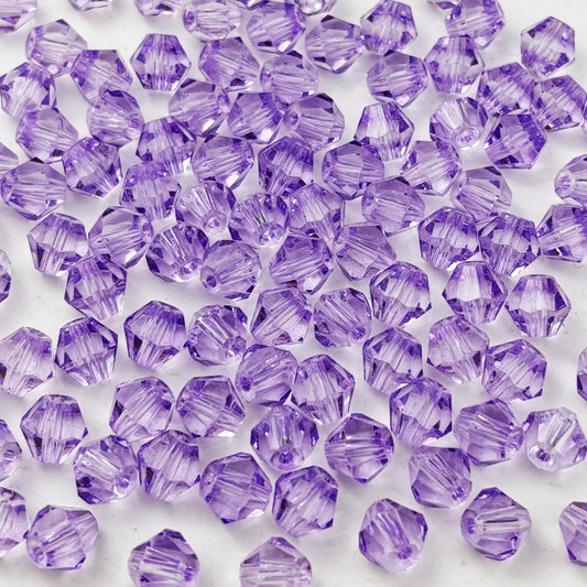 YUEXIGO 200pcs 6mm Bicone Glass Crystal Beads for Jewelry Making, Faceted Bicone Glass Spacer Beads for Bracelet Earring Necklace DIY Craft(Crystal Purple)