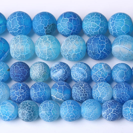 Natural Stone Blue Weathered Agate Beads Round Loose Spacer Beads for Jewelry Making DIY Bracelets 180pcs 4MM 2 Strands 32"