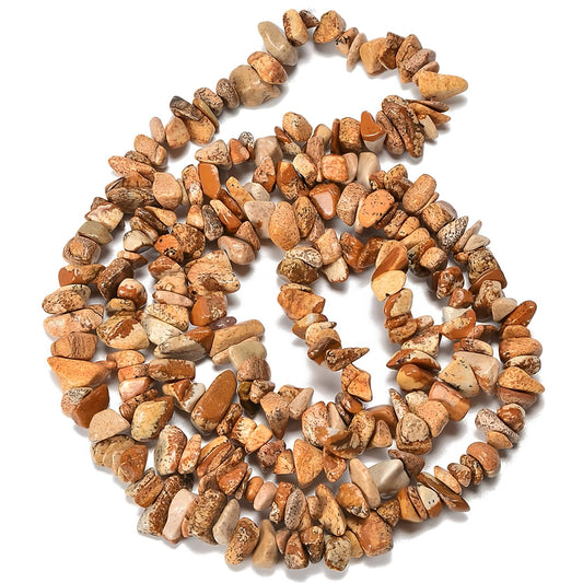 HAAMIIQII 5-8mm Natural Picture Jasper Chips Beads Irregular Chip Stones Loose Gemstone Energy Healing Beads for Jewelry Making Strand 30 Inch