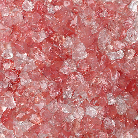 ZHIYUXI 400pcs Watermelon Red Beads 5-8mm Crystals Gemstones for Bracelet Making 2 Strands Irregular Stone Loose Rocks Bead for Jewelry Making Hole Drilled Natural Chips DIY Necklace Craft Gifts