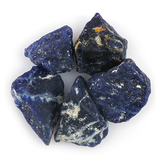 CRYSTALINES 5pcs Wholesale Natural Raw Blue Sodalite Gemstone, Assorted Untreated Rough Stone, Bulk Loose Supplies, DIY Crafts-Jewelry Making, Healing Crystals, Wire Wrapping, Gem Collection