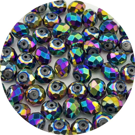Pinhoollgo 60pcs 10mm Crystal Glass Beads Faceted Rondelle Glass Spacer Beads for Bracelets Necklace Pendants Earrings Key Chains Jewelry Making(Rainbow)
