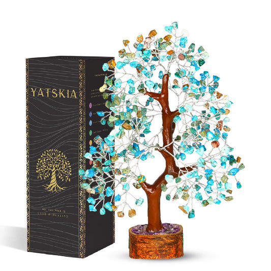 YATSKIA Turquoise Crystal Tree - Gemstone Tree - Tree of Life - Crystal Home Decor - Good Luck Charms - Spiritual Gifts for Women - Gemstones and Crystals - Chakra Stones - Meditation Decor
