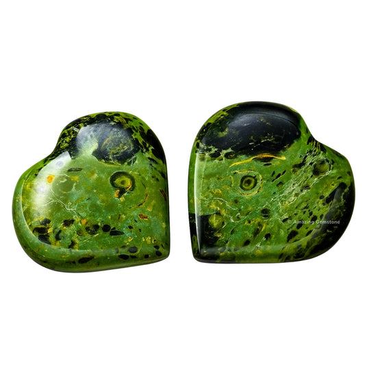 Amazing Gemstone Kambaba Jasper Stone Heart - Pack of 2 Crystal Heart Stones Rocks - Corazones De Piedra Crystals and Healing Stones Heart Shaped Crystal - Stocking Stuffers Gifts