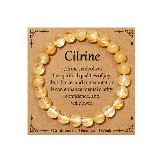 Gnamy Citrine Crystal Bracelet for Women, Healing Crystal Bracelet for Spiritual Healing Positive Energy Stress Relief, Natural Stone Stretch Beaded Bracelets Jewelry Birthday Valentines Gifts for Daughter Her Friends Girlfriend