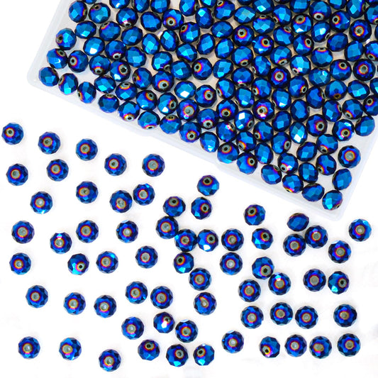 Laopottbeads 220Pcs 10mm Crystal Glass Beads for Jewelry Making Beads for Bracelets Necklace Pendants Making Supplies(Peacock Blue)