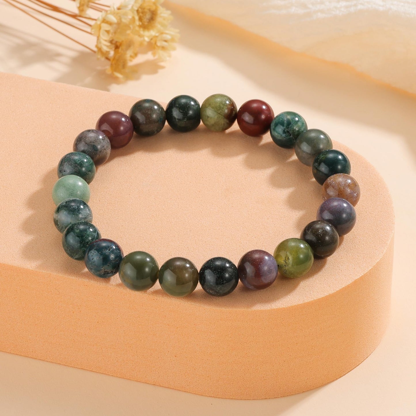 Udolfly Womens Crystal Beaded Bracelets for Women Men Protective Energy Bracelet Natural Gemstone Bead Bracelet 4mm Agate
