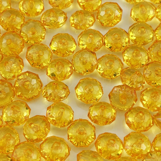 YHYPOCI 100pcs 12mm Acrylic Crystal Beads, Faceted Rondelle Acrylic Spacer Beads for Wind Chimes Bracelet Necklace Earring Keychain Jewelry Making DIY Crafts(Gold Yellow)