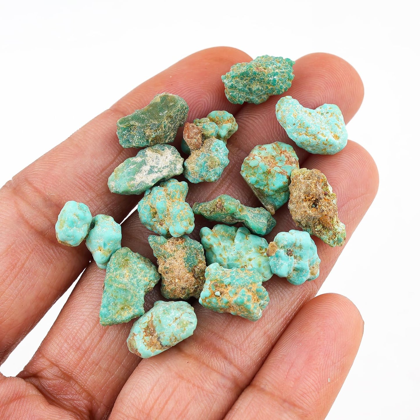 ColouredRocks 50 carats. Tibetan Turquoise Crystals, Raw Stones, Rough Gemstones, Jewelry Making Supply, Cabbing, Polishing, Cutting, DIY, Crafts (14-15pcs) (7-10mm)