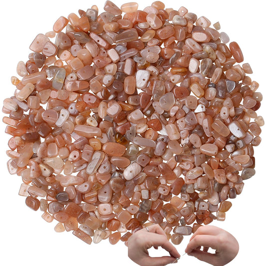 XIANNVXI Sunstone Beads, Natural Chip Stone Beads 400Pcs Crystal Bead 5-8mm Irregular Healing Crystal Loose Rocks for DIY Jewelry Making