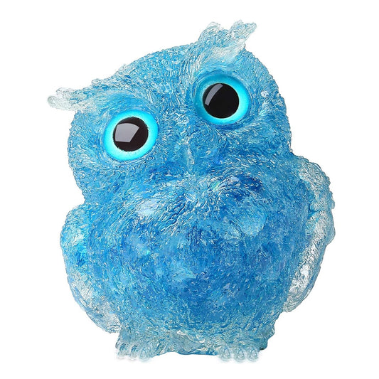 LAIDANLA Aquamarine 2.4" Owl Statue Natural Healing Crystal Cute Owl Animal Figurine Pocket Sculpture Reiki Spiritual Energy Gemstone Home Office Room Desk Decor Gifts for Women Men