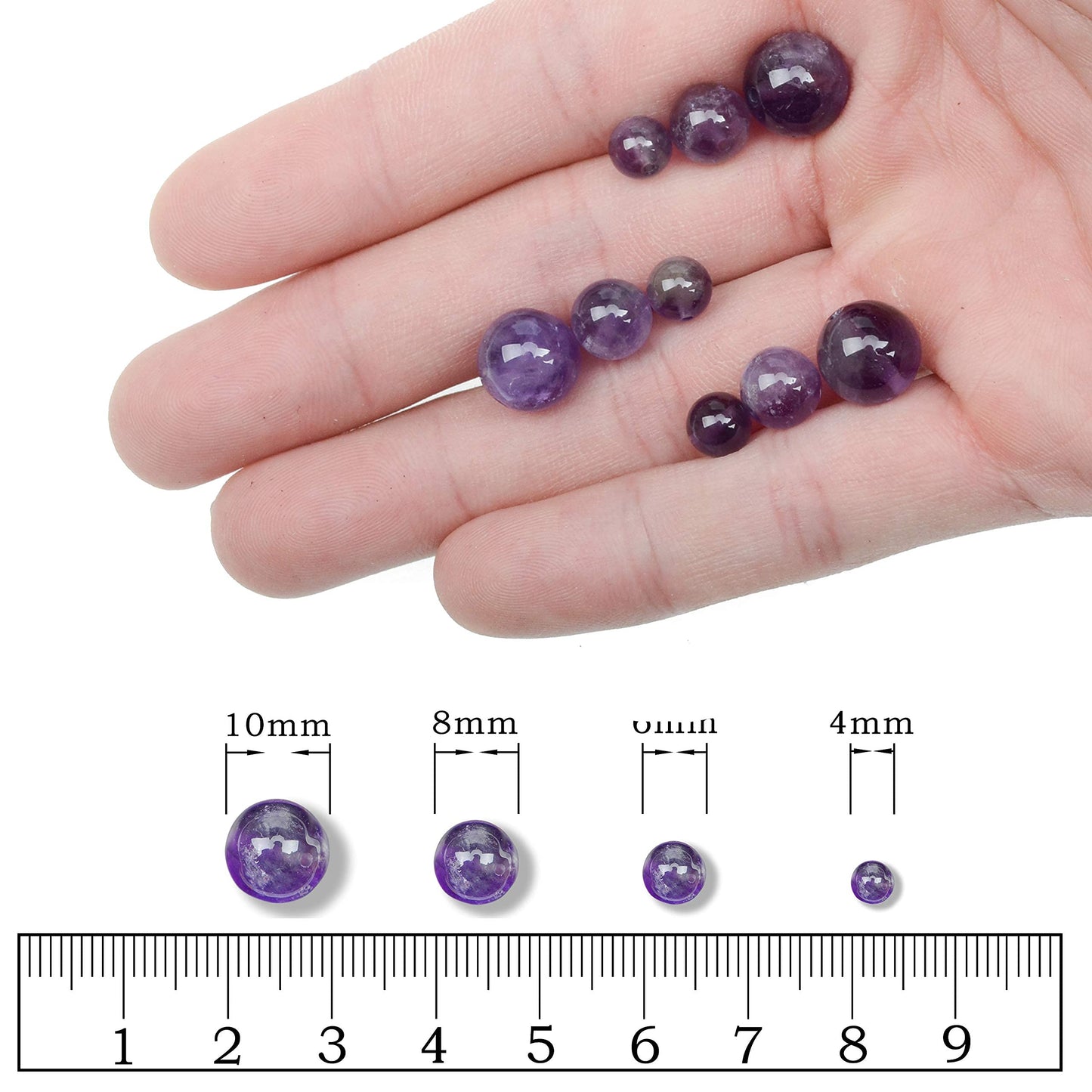 AD Beads Natural Gemstone Round Loose Beads 15" for Bracelet Necklace Earrings Jwelery Making Crafts DIY (8mm, Purple Amethyst)