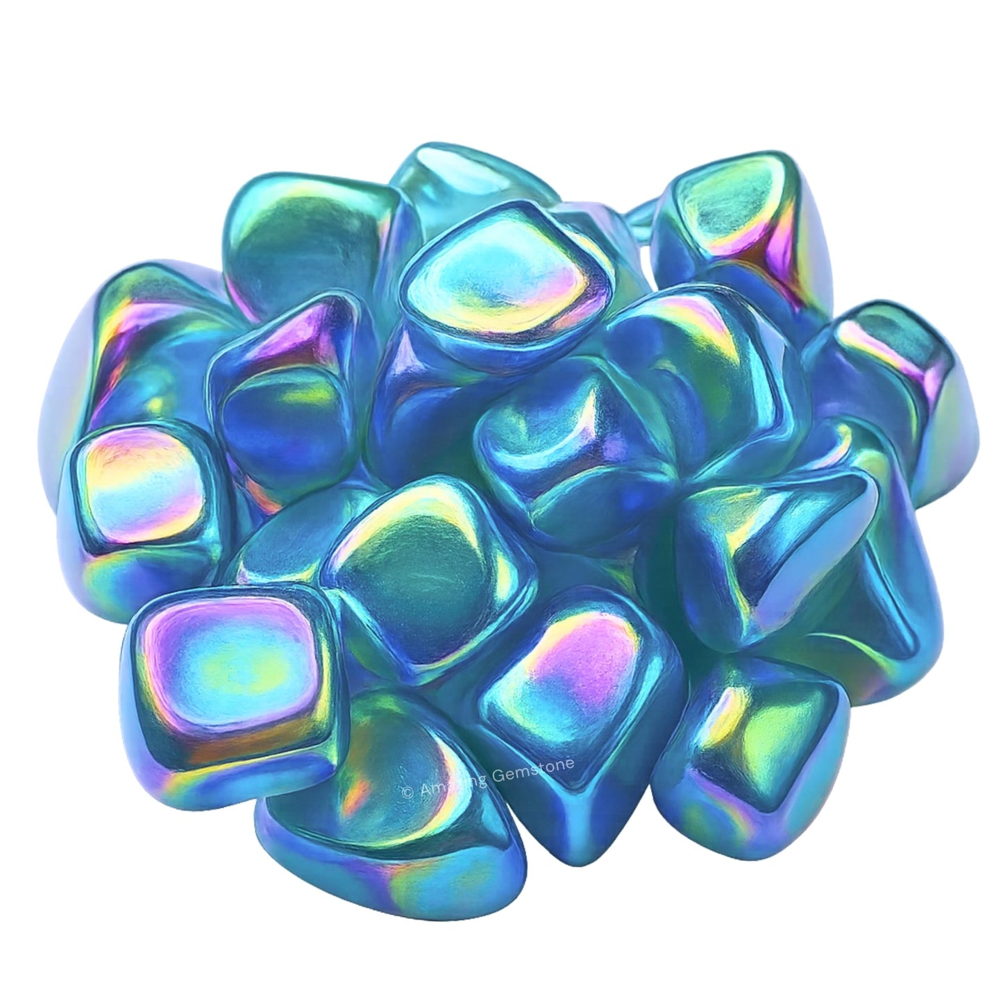 Amazing Gemstone Aqua Aura Quartz Crystals and Healing Stones Tumbled - 1 oz, Healing Stones for Energy Balance, Stress Relief - Premium Polished Gems Rocks for Meditation and Wellness