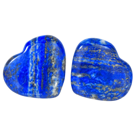 Amazing Gemstone Lapis Lazuli Stone Heart - Pack of 2 Crystal Heart Stones Rocks - Corazones De Piedra Crystals and Healing Stones Heart Shaped Crystal - Stocking Stuffers Gifts