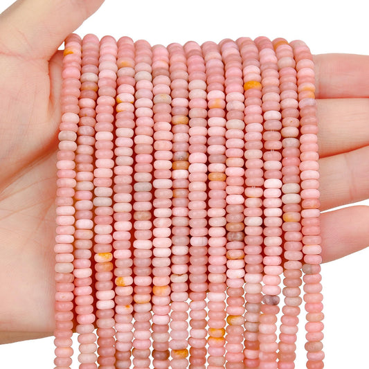 BONNY BOXX 1 Strand (150PCs) Natural 2 * 4mm Pink Opal Rondelle Beads, Natural Abacus Disk Stone Beads Loose Spacer Gemstone for DIY Bracelet Necklace Jewelry Making