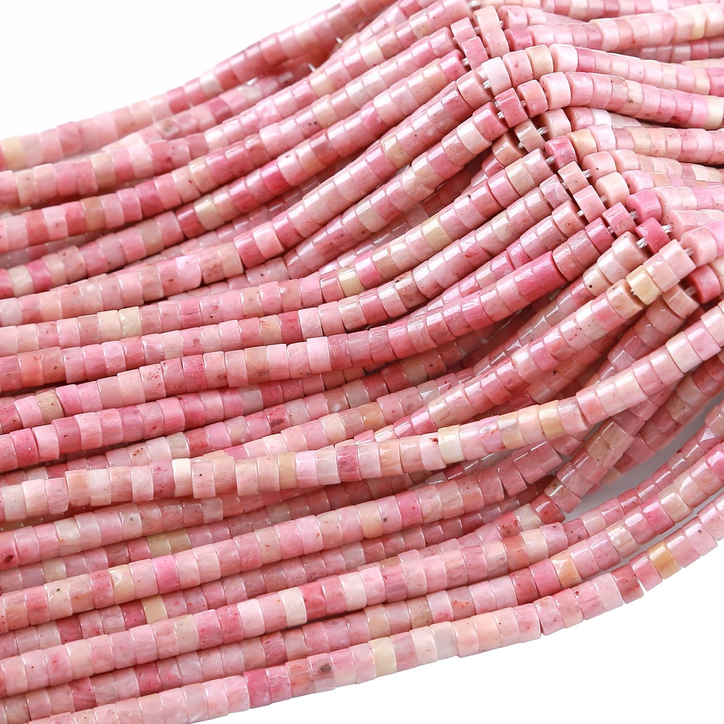 2x4MM 150PCS Rhodochrosite Rhodonite Tube Cylinder Rondelle Abacus Disk Spacer Loose Beads for Jewelry Making