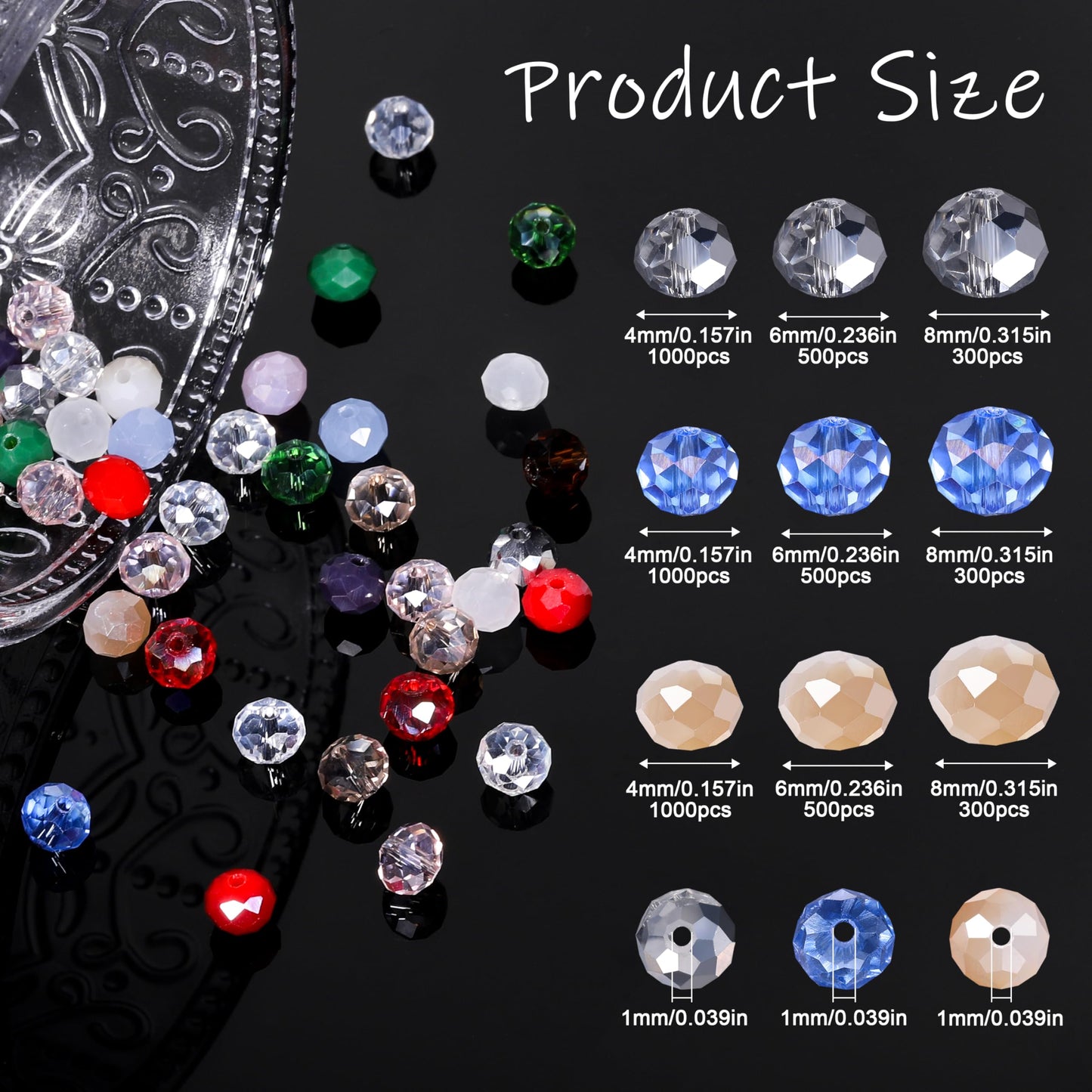 NITOPUPU 300pcs 8mm Crystal Glass Beads for Jewelry Making Faceted Rondelle Flat Porcelain Beads for Bracelets Necklace Earrings DIY Crafts (Dark Green Porcelain Bead)