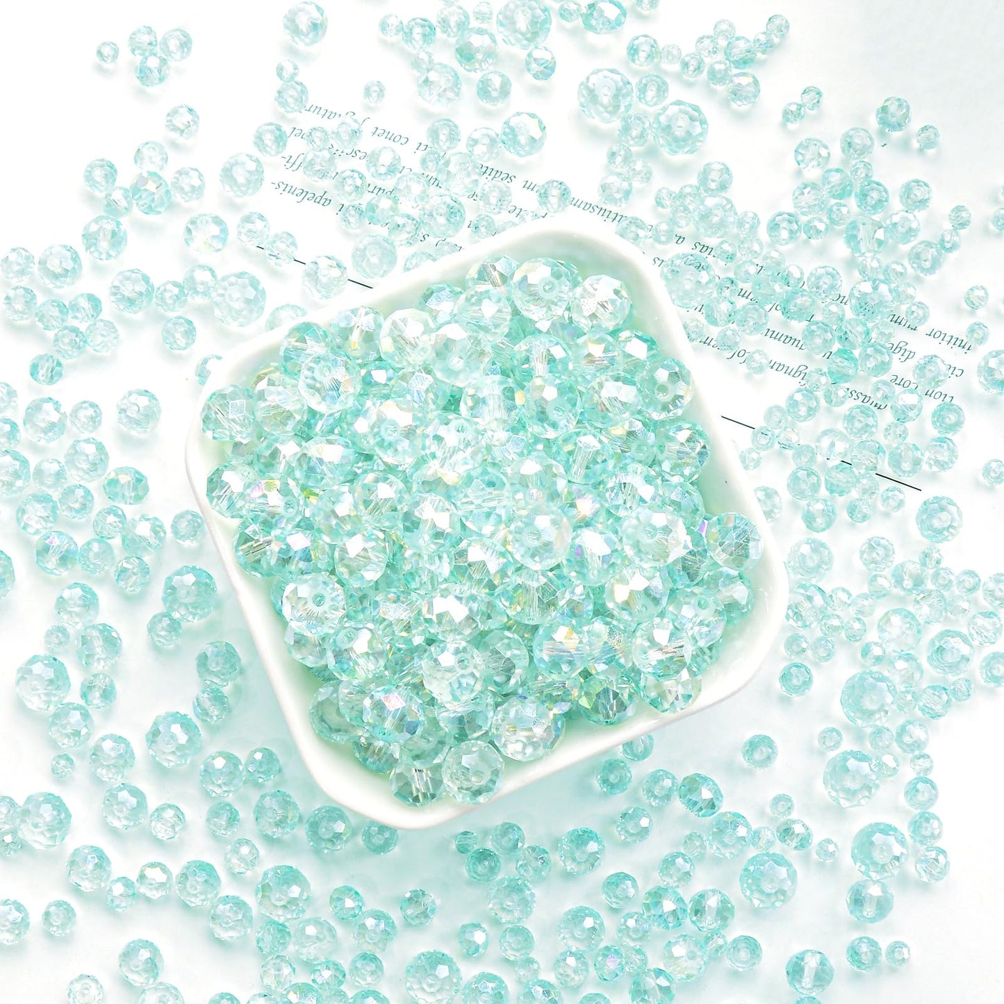 Laopottbeads 1200Pcs 4mm Crystal Glass Beads for Jewelry Making Beads for Bracelets Necklace Pendants Making Supplies(Light Blue Green)