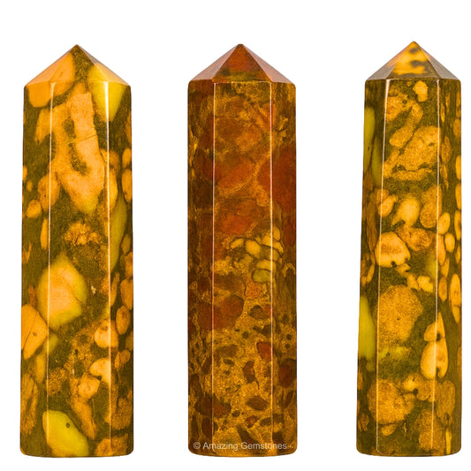 Amazing Gemstone Fruit Jasper Crystal Points Bulk Healing Crystals - Pack of 3 Single Terminated Healing Wand Point Bulk Crystals for Crafts,Crystal Grid,DIY Work - Premium Crystals - Beginners Gift