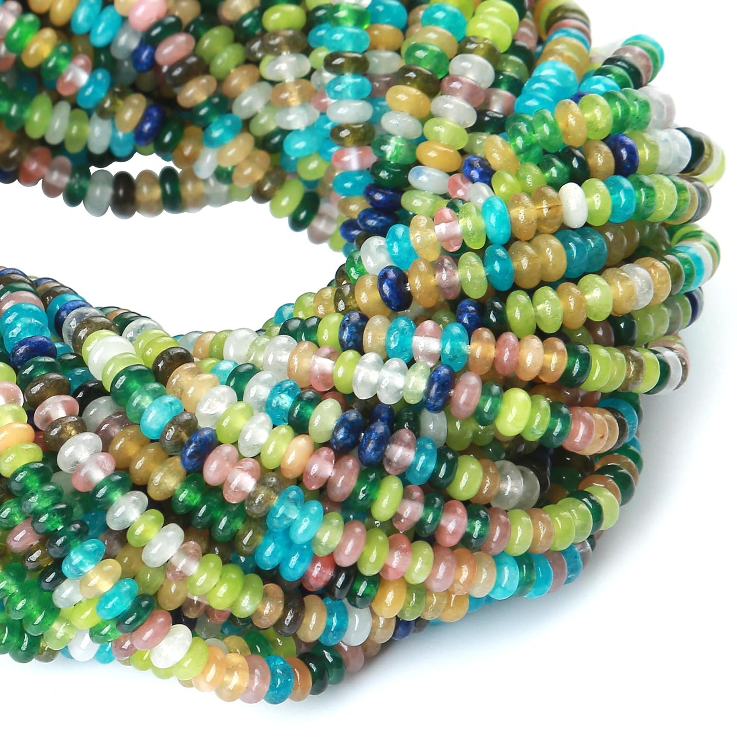 2x4MM 150PCS Colorful Cryatsl Jade Stone Tube Rondelle Abacus Disk Spacer Loose Beads for Jewelry Making