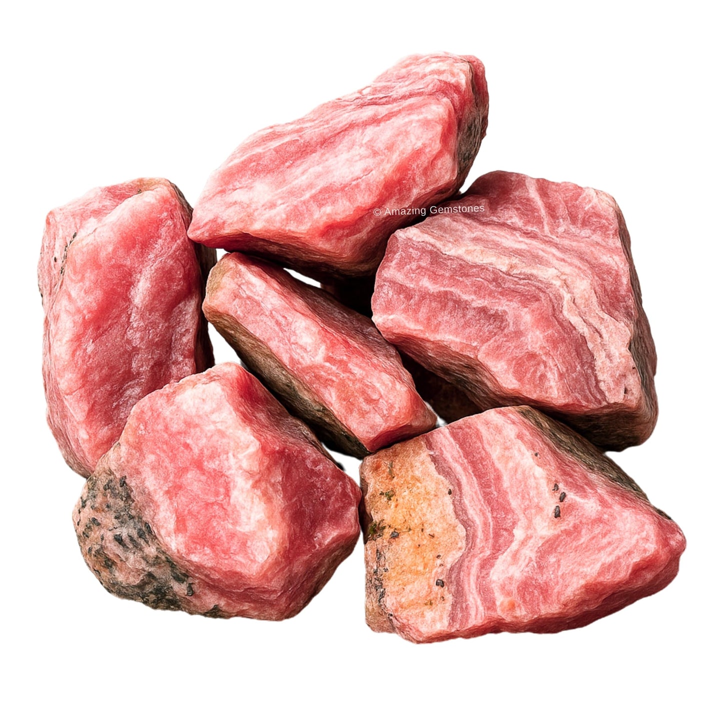 Amazing Gemstone Rhodochrosite Raw Crystals and Healing Stones, Natural Rocks for Tumbling - DIY Raw Stones and Crystals (2 Pieces)