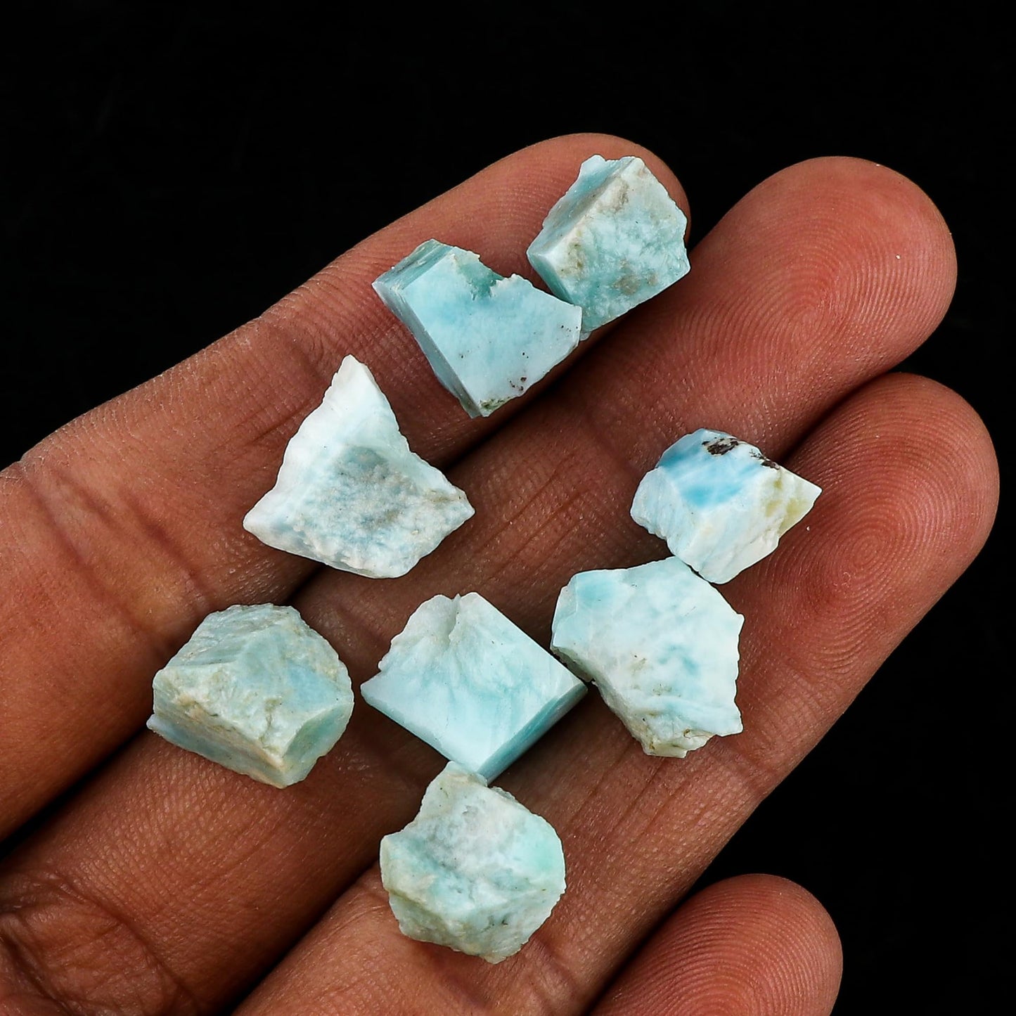 CRYSTALINES 100cts, Wholesale Natural Raw Sky Blue Larimar Gemstone, Pectolite Rough Stone, Bulk Loose Supplies-Jewelry Making, DIY Crafts, Healing Crystals, Birthstone, Gem Collection, 14-16pcs