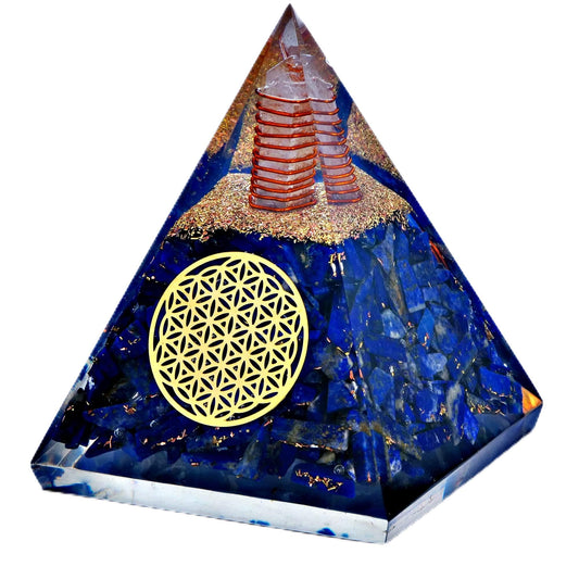 Anaya Agate Crystal Pyramid, Handmade Lapis Lazuli Orgone Pyramid for Positive Energy, Healing Stones for Meditation, Yoga, Orgonite Pyramids for Inner Truth, Life Clarity, Christmas Gifts for Women