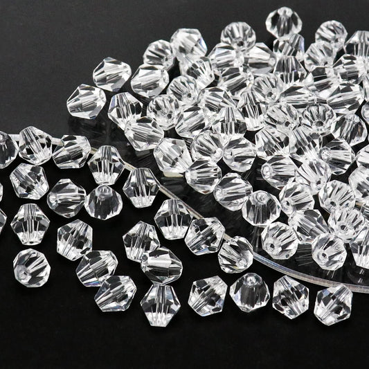 Dowarm 250PCS Crystal Bicone Beads 6mm, Bulk Small Faceted Bicone Glass Beads for Jewelry Making, Craft, DIY Bracelet, Necklace, Suncatcher