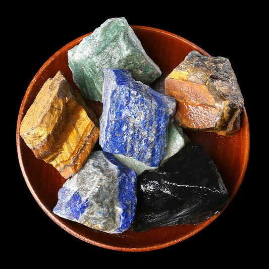 ZHIYUXI 2" Tiger Eye Green Aventurine Obsidian Lapis Lazuli Raw Crystals Bulk Crystals and Stones Large Crystals Rocks for Tumbling Witchcraft Wire Wrapping Fountain Rocks Cabbing Room Decor 4Pcs