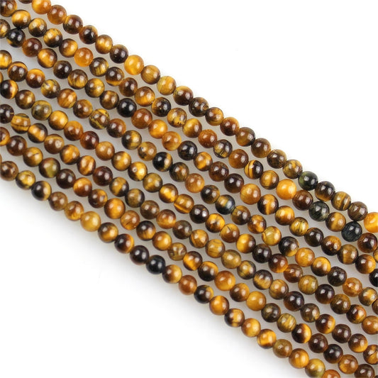 MJDCB 320pcs Natural Small Stone Beads 2mm Yellow Tiger Eye Round Smooth Loose Gemstone Bead for Jewelry Making Bracelets Earrings Necklaces Accessories