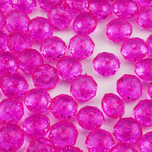 YHYPOCI 200pcs 10mm Acrylic Crystal Beads, Faceted Rondelle Acrylic Spacer Beads for Wind Chimes Bracelet Necklace Earring Keychain Jewelry Making DIY Crafts(Rose Red)