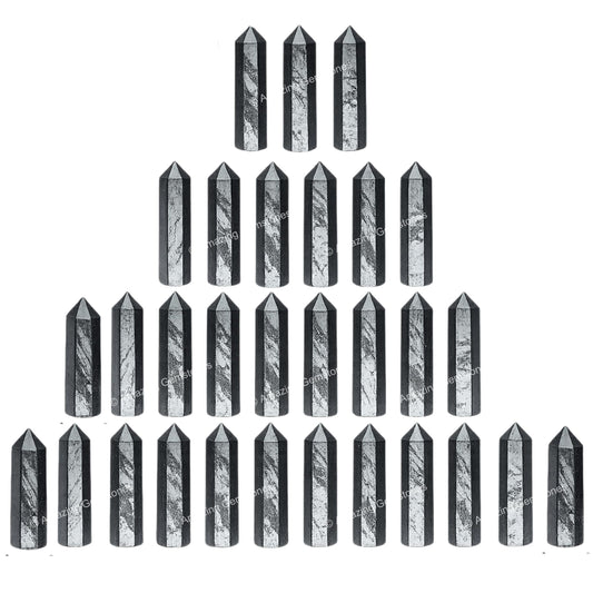 Amazing Gemstone Hematite Crystal Points Bulk Healing Crystals - Pack of 3 Single Terminated Healing Wand Point Bulk Crystals for Crafts, Crystal Grid, DIY Work - Premium Crystals for Beginners Gifts