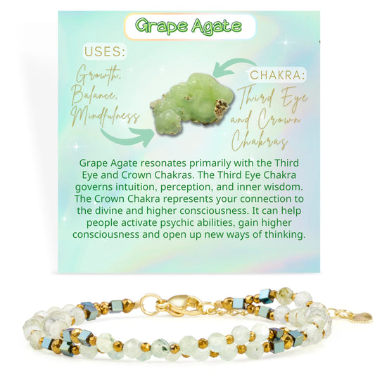 Farfume Grape - Unity - Crystal Beaded Bracelets, Chakra 4mm Natural Stone Beads Bracelets, Gemstone Spiritual Jewelry Gifts for Mother's Day