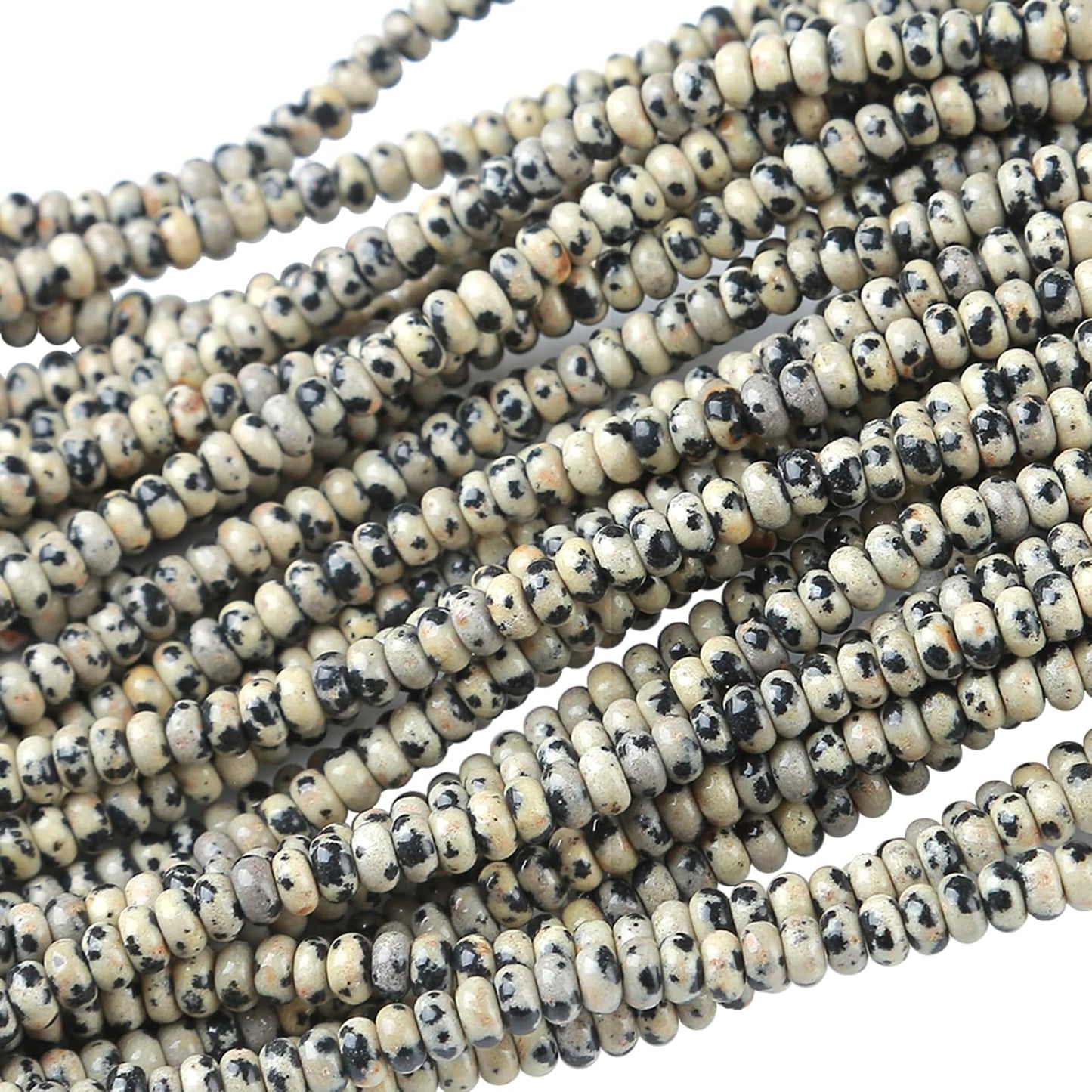 2x4MM 150PCS Dalmation Jasper Tube Rondelle Abacus Disk Spacer Loose Beads for Jewelry Making