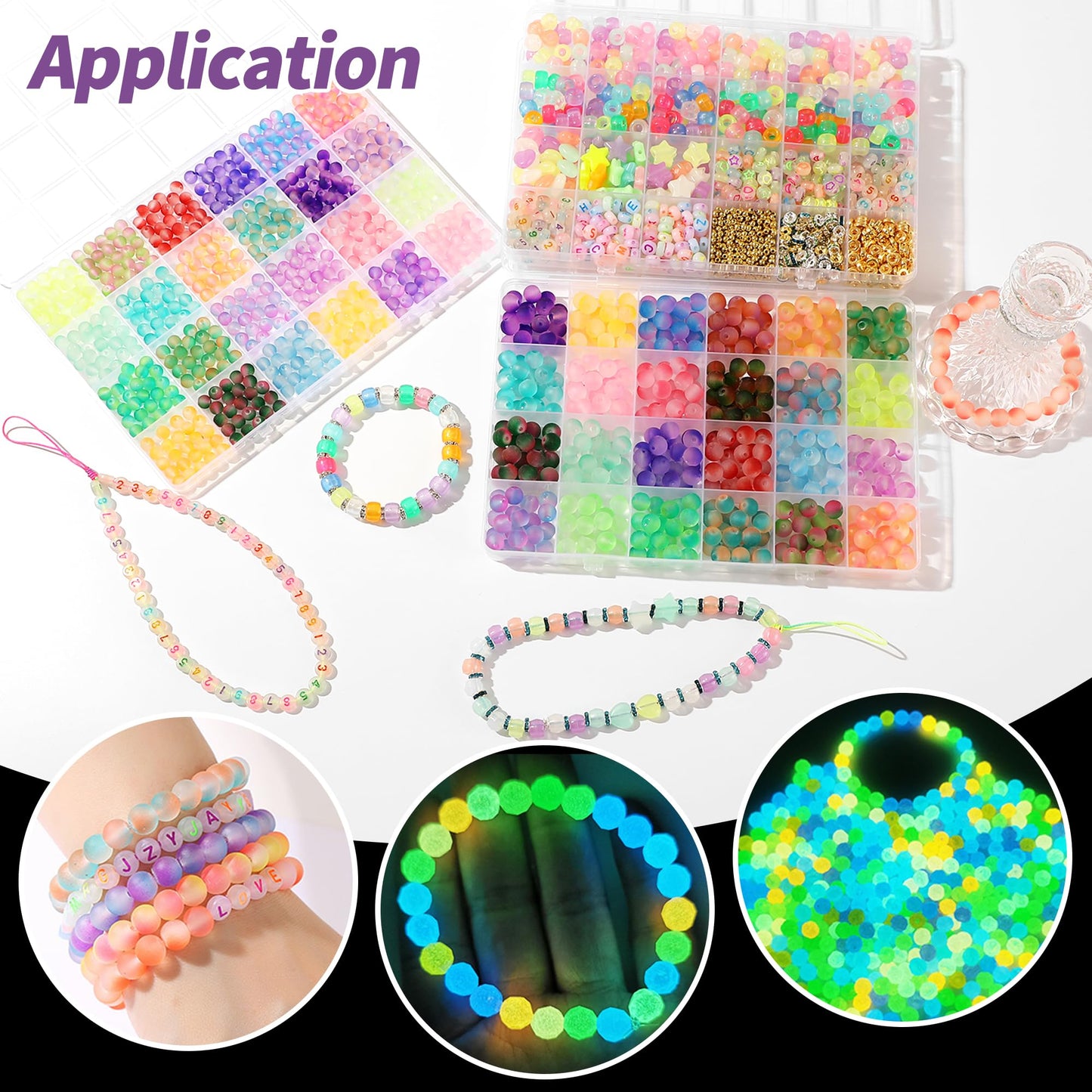 Glow in The Dark Beads for Jewelry Making - 1890Pcs Glow Craft Beads Bracelet Making Kit with Crystal Beads, Letters, Numbers & Pony Beads for Bracelet Necklace Earrings Making, DIY Craft Supplies